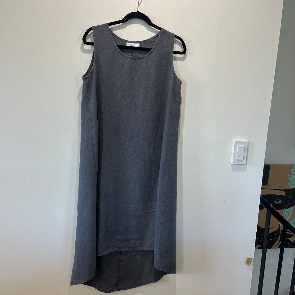 BRYN WALKER PURE LINEN SLEEVELESS A-LINE LINEN DRESS XS